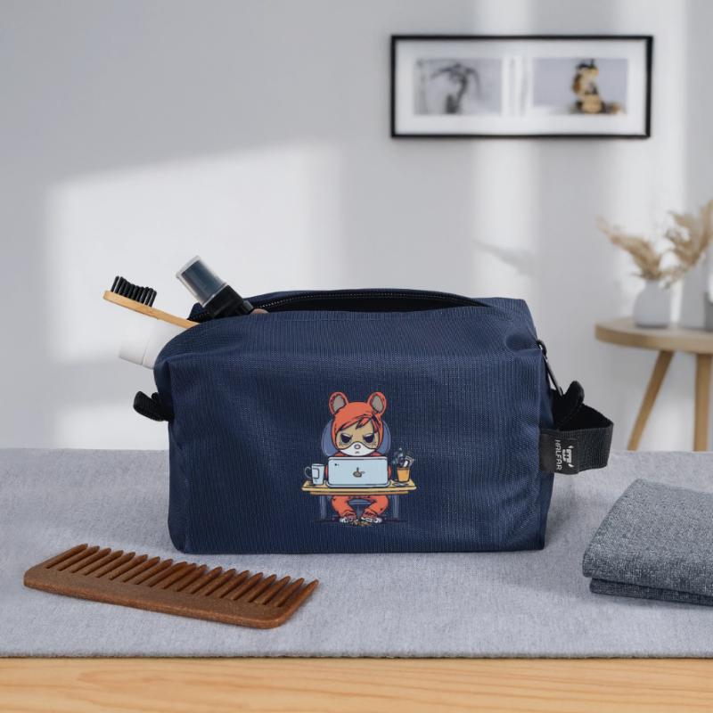 Grumpy Coder in Hoodie Recycled Toiletry Zip Bag