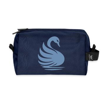 Silhouette élégante de cygne : la grâce sur l’eau - Trousse de toilette en tissu recyclé - marine - Devant