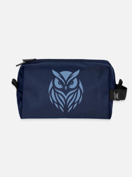 Weise Waldeule: Silhouettenkunst des Waldkauzes - Recycelte Kulturtasche - Navy