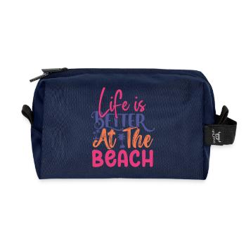 La vie est plus belle à la plage - Trousse de toilette en tissu recyclé - marine - Devant