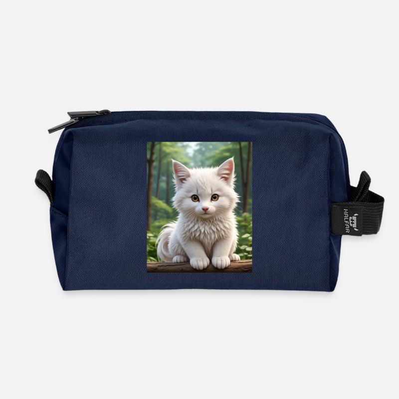 Süße Katze - Recycelte Kulturtasche - Navy