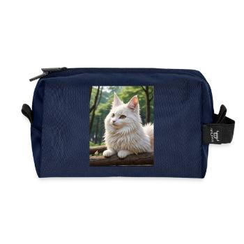 Cute Cat - Recycled Toiletry Zip Bag - navy - Front