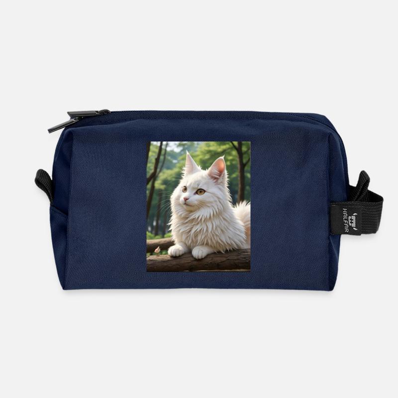 Süße Katze - Recycelte Kulturtasche - Navy