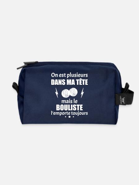 On est plusieurs dans ma tête Bouliste, pétanque - Trousse de toilette en tissu recyclé - marine