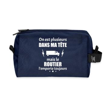 On est plusieurs dans ma tête Routier, chauffeur - Trousse de toilette en tissu recyclé - marine - Devant