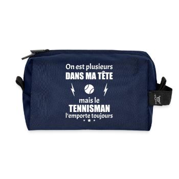 On est plusieurs dans ma tête tennisman,tennis - Trousse de toilette en tissu recyclé - marine - Devant