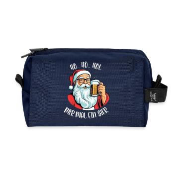 Ho Ho hol mir mal ein Bier funny Weihnachtsmotiv - Recycelte Kulturtasche - Navy - Vorne
