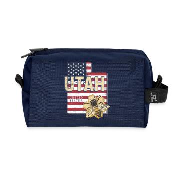 Utah États-Unis Carte États-Unis Vintage - Trousse de toilette en tissu recyclé - marine - Devant