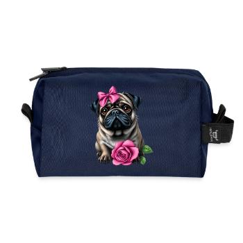 Mops Hund - Recycelte Kulturtasche - Navy - Vorne