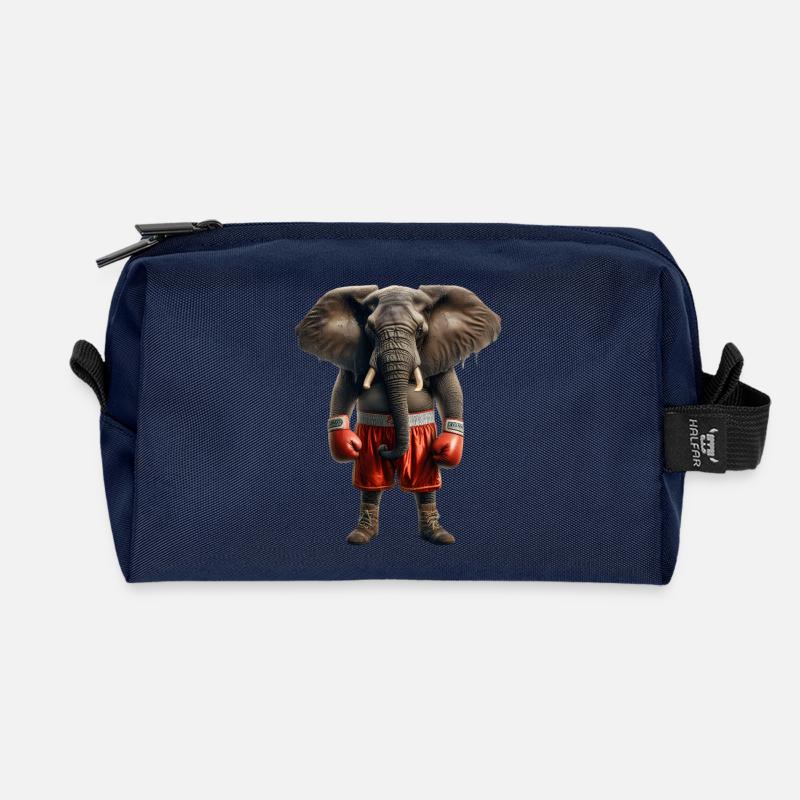 Elefant mit Boxhandschuhen - Recycelte Kulturtasche - Navy