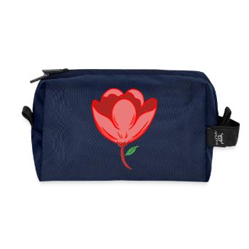 Rote Blume - Recycelte Kulturtasche - Navy - Vorne