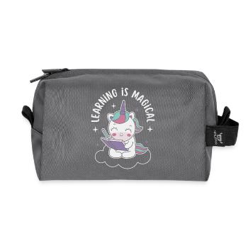 Learning is Magical - Recycled Toiletry Zip Bag - anthracite - Front