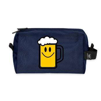 Visage de bière - Trousse de toilette en tissu recyclé - marine - Devant
