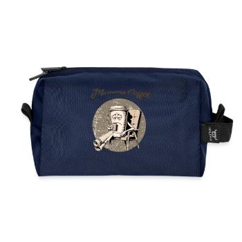 Morning Coffee – Because Adulting Is Hard - Recycelte Kulturtasche - Navy - Vorne