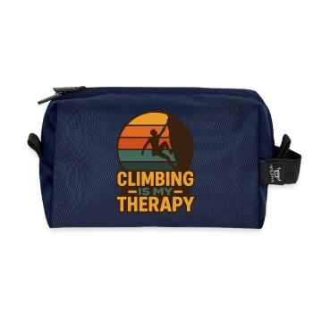Klettern Meine Therapie – Retro Climbing Design - Recycelte Kulturtasche - Navy - Vorne