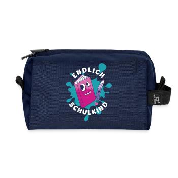 Endlich Schulkind - Einschulung Schulanfang - Recycelte Kulturtasche - Navy - Vorne