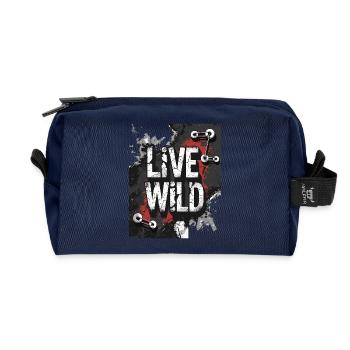 Joie de vivre "Wild Life" design - Recycled Toiletry Zip Bag - navy - Front