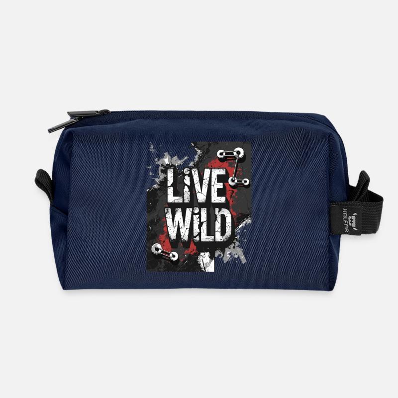 Lebensfreude "Wild Life" Design - Recycelte Kulturtasche - Navy