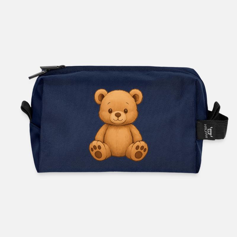 Kuscheltier süßer Teddy - Recycelte Kulturtasche - Navy