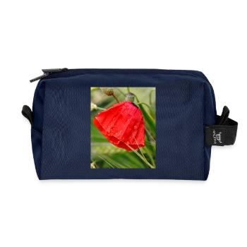 Poppy Drop Pattern Motif - Recycled Toiletry Zip Bag - navy - Front