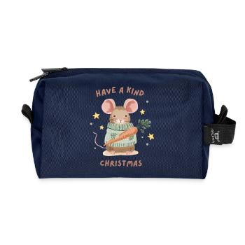 Passez un joyeux Noël – Douce Souris - Trousse de toilette en tissu recyclé - marine - Devant