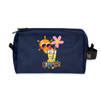 Sommerstimmung – schöne Sonne und Getränk. - Recycelte Kulturtasche - Navy - Vorne