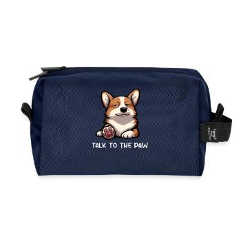 Talk To The Paw Corgi Corgis Welsh Corgi Corgifan - Recycled Toiletry Zip Bag - navy - Front