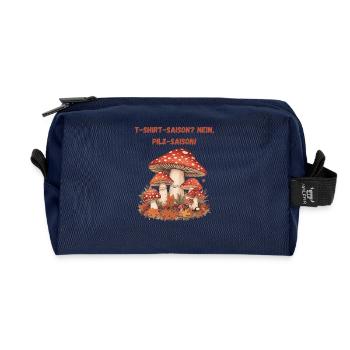 Mushroom Season Autumn Illustration Toadstools - Recycled Toiletry Zip Bag - navy - Front