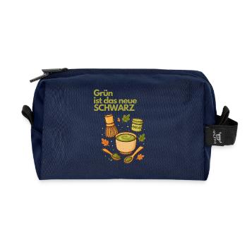 Green is the new black – Matcha No Coffee - Recycled Toiletry Zip Bag - navy - Front