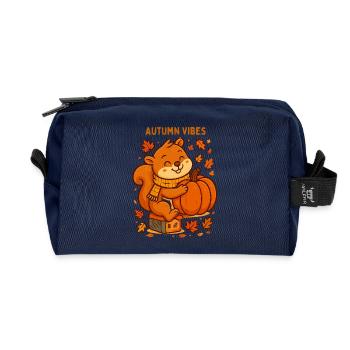 Herbstiges Eichhörnchen mit Kürbis Herbst autumn  - Recycelte Kulturtasche - Navy - Vorne
