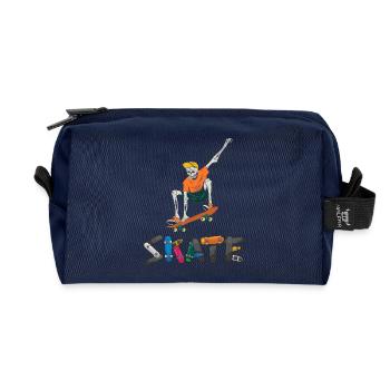 Crâne patineur Vintage Couleurs Rétro Graphique - Trousse de toilette en tissu recyclé - marine - Devant