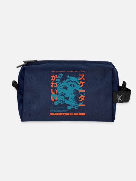 SKATER TRASH PANDA - Recycelte Kulturtasche - Navy