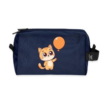 Kitten Kawaii Orange Balloon - Recycled Toiletry Zip Bag - navy - Front