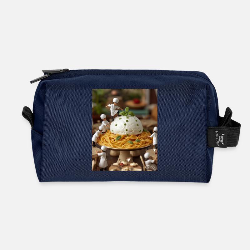 Miniaturköche auf Nudeltisch - Recycelte Kulturtasche - Navy