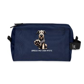 Parlez à la pat Lévrier de loup irlandais Lévrier de loup - Trousse de toilette en tissu recyclé - marine - Devant