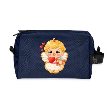 Keks Motiv süßer Valentinsengel mit Herz  - Recycelte Kulturtasche - Navy - Vorne