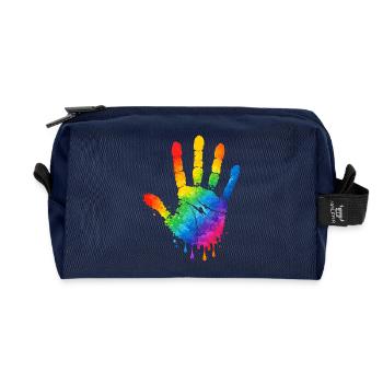 Bunter Handabdruck Aquarell Design  - Recycelte Kulturtasche - Navy - Vorne