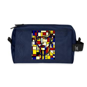 Stained glass portrait mosaic - Recycled Toiletry Zip Bag - navy - Front