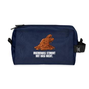 Lapin en chocolat Lapin de Pâques - Trousse de toilette en tissu recyclé - marine - Devant