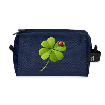 Vierblättriger Klee mit Marienkäfer  - Recycelte Kulturtasche - Navy - Vorne
