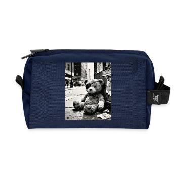 Urbaner Noir Teddybär im Ruin - Recycelte Kulturtasche - Navy - Vorne