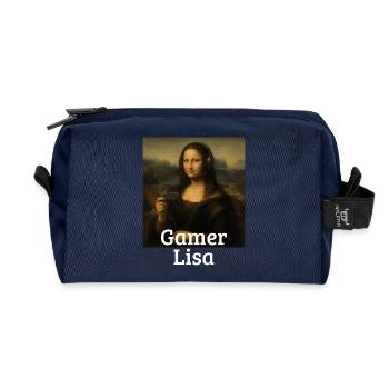 Jeu vidéo Lisa Leonardo Da Vinci Gamer Mona Lisa - Trousse de toilette en tissu recyclé - marine - Devant
