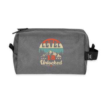 Level 18 freigeschaltet - Gamer - Geburtstag - Geschenk - Recycelte Kulturtasche - Anthrazit - Vorne