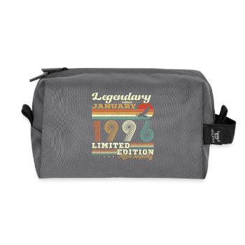 Birthday Gift Born In January 1996 - Recycled Toiletry Zip Bag - anthracite - Front
