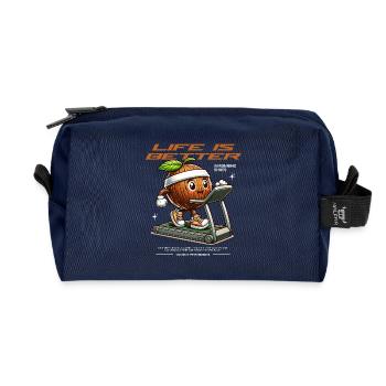 Life is better in Running Shoes Coconut - Recycelte Kulturtasche - Navy - Vorne