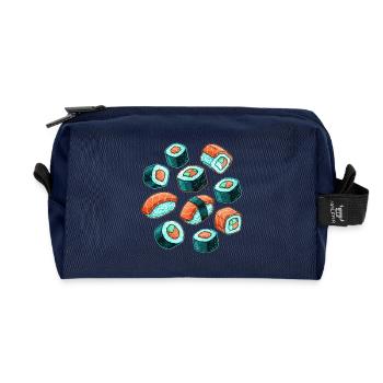 Sushi Muster Cartoon Set - Recycelte Kulturtasche - Navy - Vorne