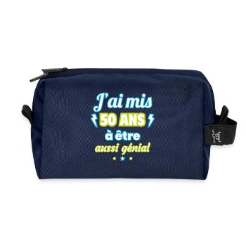 50 ans génial cadeau anniversaire 50 ans - Trousse de toilette en tissu recyclé - marine - Devant
