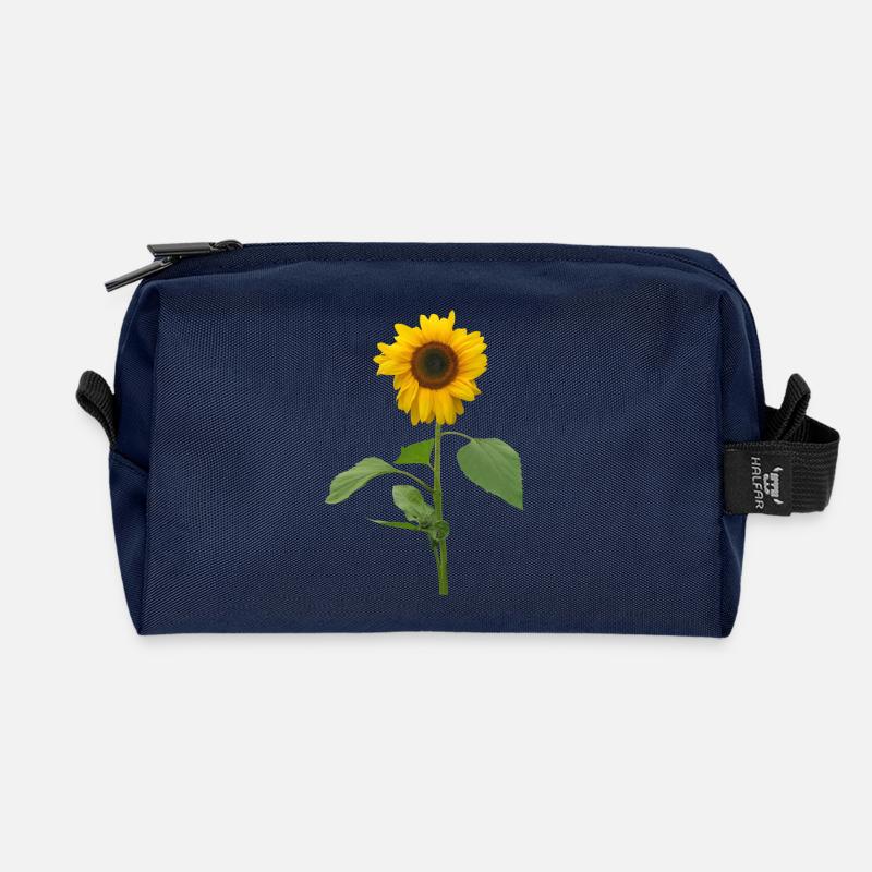 Sonnenblume - Recycelte Kulturtasche - Navy