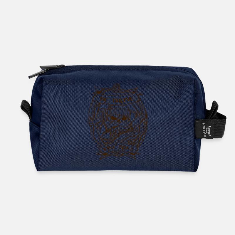 Fisherman scull design - Recycled Toiletry Zip Bag - navy