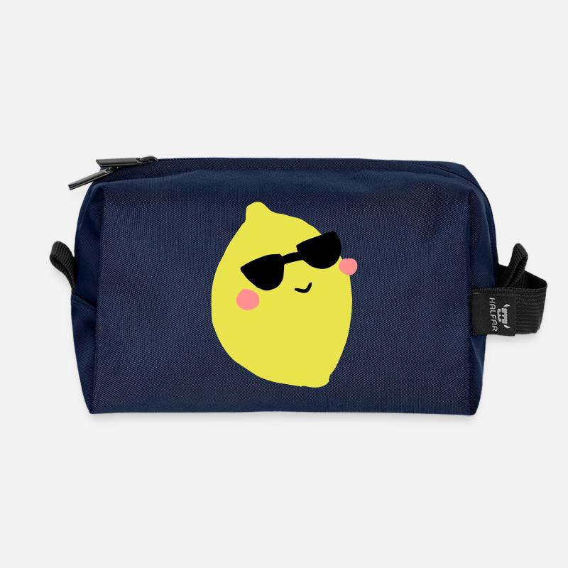 Zitrone - Recycelte Kulturtasche - Navy